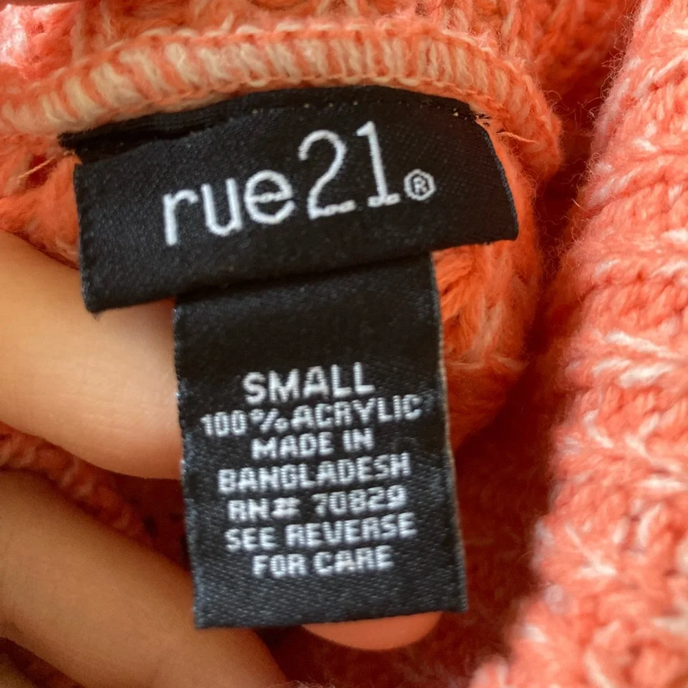 4/$25 Rue21 Peach Cowl Neck Knit Sweater Tunic Women’s Small - Picture 5 of 6
